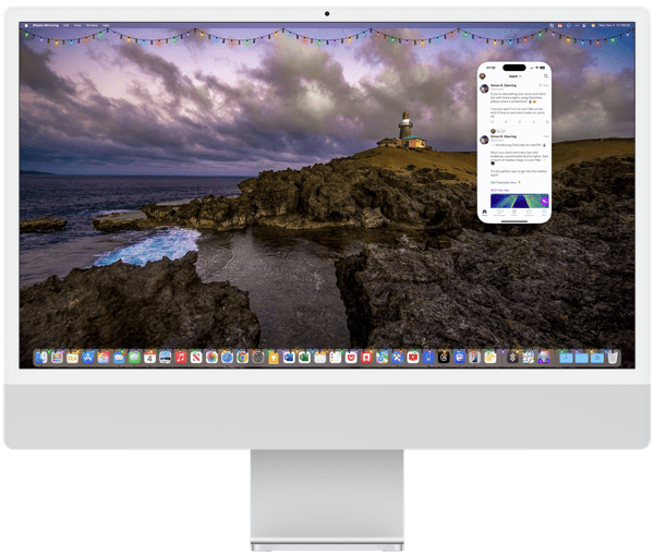Festivis Mac App displaying lights on your Mac task bar and dock