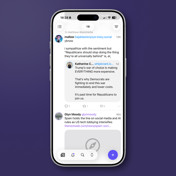 Screenshot of new social media app Indigo