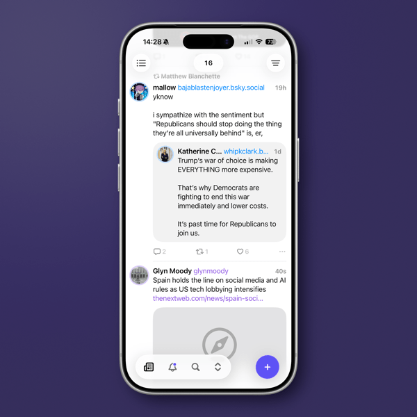 Screenshot of new social media app Indigo